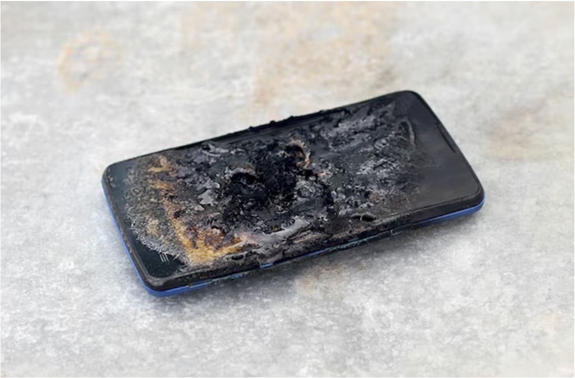 Chip-off Lab — damaged phone prepared for chip-off