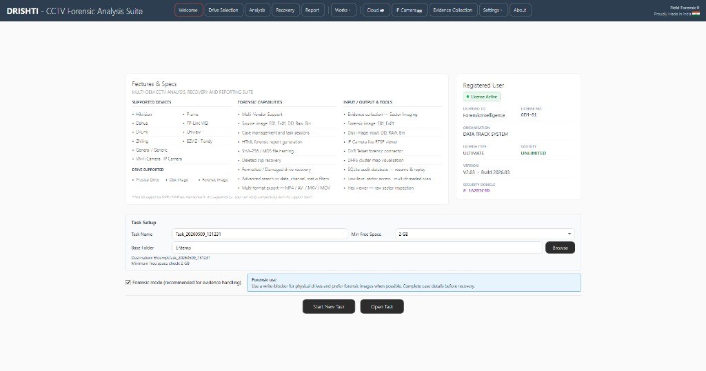DRISHTI welcome dashboard
